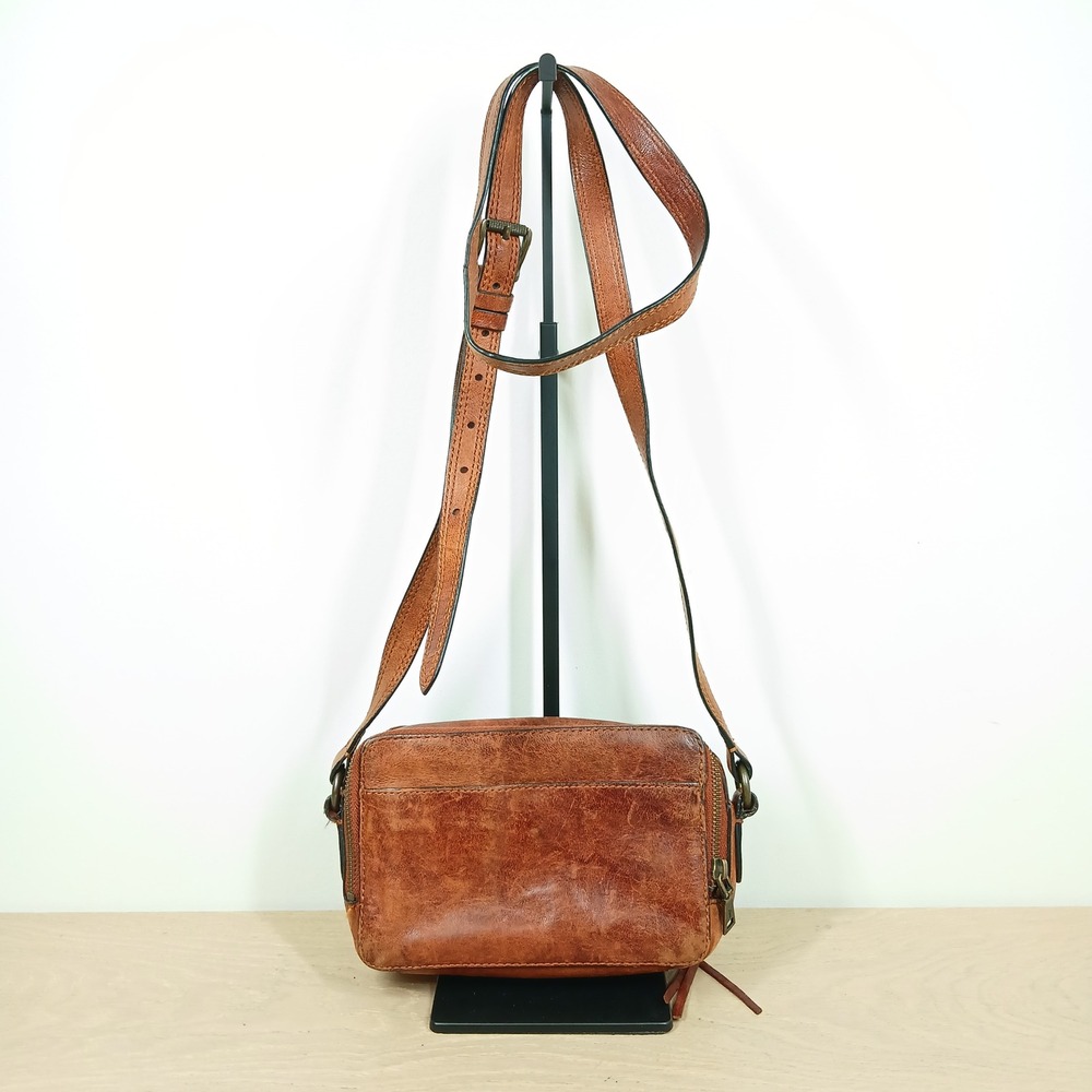 Frye Crossbody Bag Womens Small Cognac Leather Melissa Zip Camera Bag Clasic